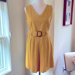 Monteau pleat front belted sleeveless dress